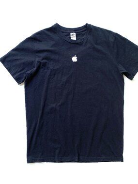 Official Apple Employee T-shirt Black White Logo Organic Cotton M